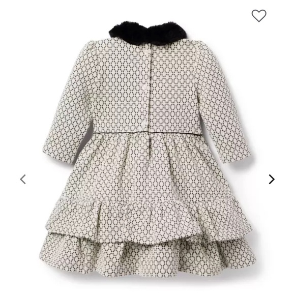 Janie and Jack Geo Faux Fur Collared metallic Dress and leggings  Sz 6 2 pieces - Picture 2 of 8